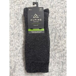 Alpine Design Mens Thermolite Merino Wool Blend Boot Socks Grey Large 8-12 NEW
